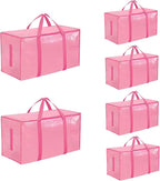 6 Pack-Extra Large Heavy Duty Moving Bags - Waterproof Storage Totes with Handles & Zippers, Foldable for College Dorm, Stora