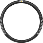 Caterpillar 18" Steering Wheel Cover for Semi Trucks - Black with Grey Trim, Synthetic Leather, Odorless and Durable for All Seasons - Bundle with Air Freshener