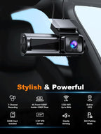 4K 3 Channel Dash Cam Front and Rear Inside, Built-in 5.8GHz WiFi GPS, 64GB Card Included, 4K+1080P+1080P Dash Camera for Car