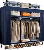 Portable Wardrobe for Hanging Clothes, 67" x 17.7" x 63‘’Covered Portable Wardrobe withWardrobe with Alloy Steel Connectors, 