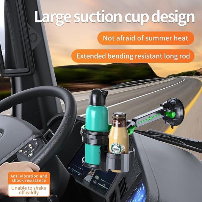 Car Cup Holder Expander, 2-in-1 Multifunction Cup Holder with Suction Cup & Adjustable Base, Cupholder Expander for 10-46 OZ 