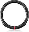 Ergocar Carbon Fiber Material Steering Wheel Cover Anti-Slip Breathable Sweat Absorbent Fashionable Sport Steering Wheel Sleeve for the Round Shape with Diameter of 15"（37.5-38cm）-Black Stripe