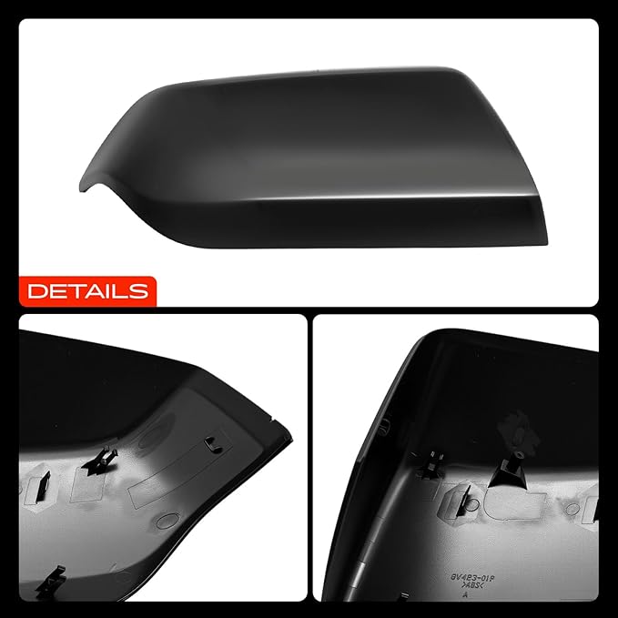 A-Premium Passenger Side Rearview Mirror Cover Cap - Compatible with Chevrolet Tahoe Suburban & GMC Yukon XL & Cadillac Escalade, 2021 2022 2023 2024 - Smooth Black, Without Turn Signal Hole