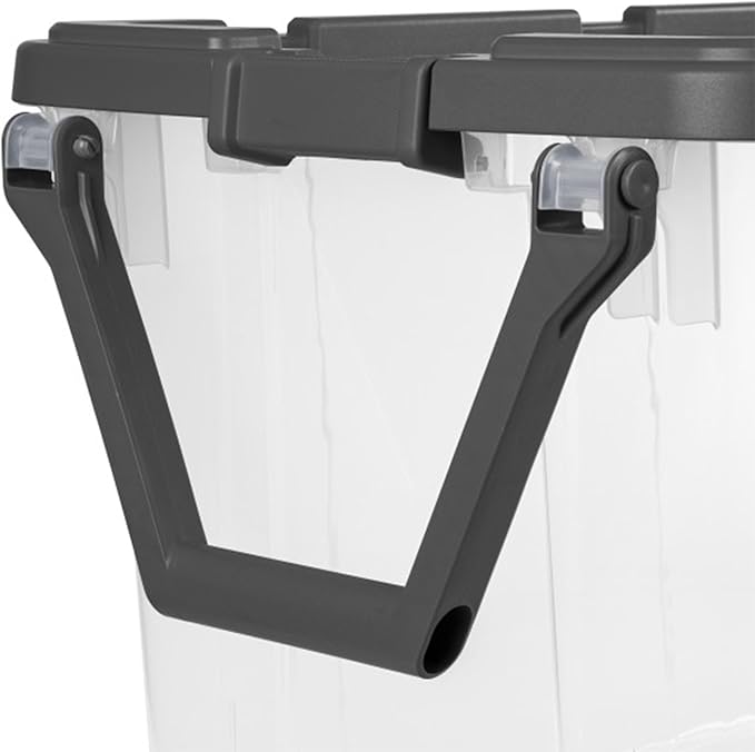 Sterilite 6-Pack Modular Stacker Box, Durable Clear Plastic Storage Bins with Latching Lids, 160 Quart - Stackable Organizing
