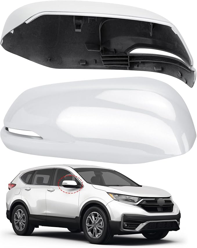 Passenger Side Mirror Cover Replacement for Honda CRV 2017 2018 2019 2020 2021 2022 - Right Side Mirror Covers, Rear View Mirrors Cap Accessories With Lamp, White
