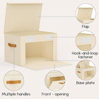 Homsorout Large Storage Bins with Lids - Front Opening Fabric Storage Bins, Flap Closet Organizer with Handles, Collapsible B