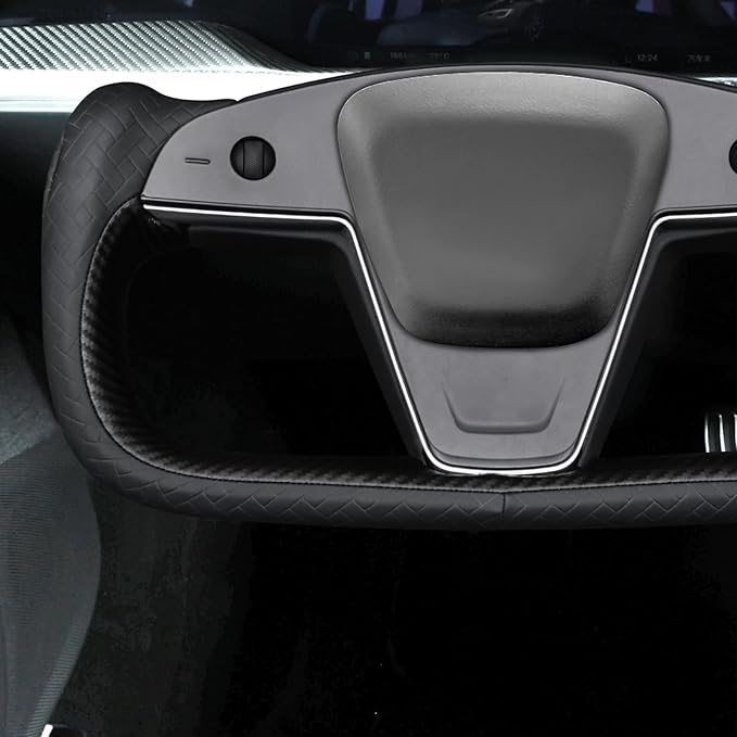 MEWANT Hand Stitched Tesla Model S Yoke Steering Wheel Cover Wrap for Tesla Model S 2021-2023 / Model X 2021-2023 Tesla Yoke Steering Wheel Accessories(3D Style)