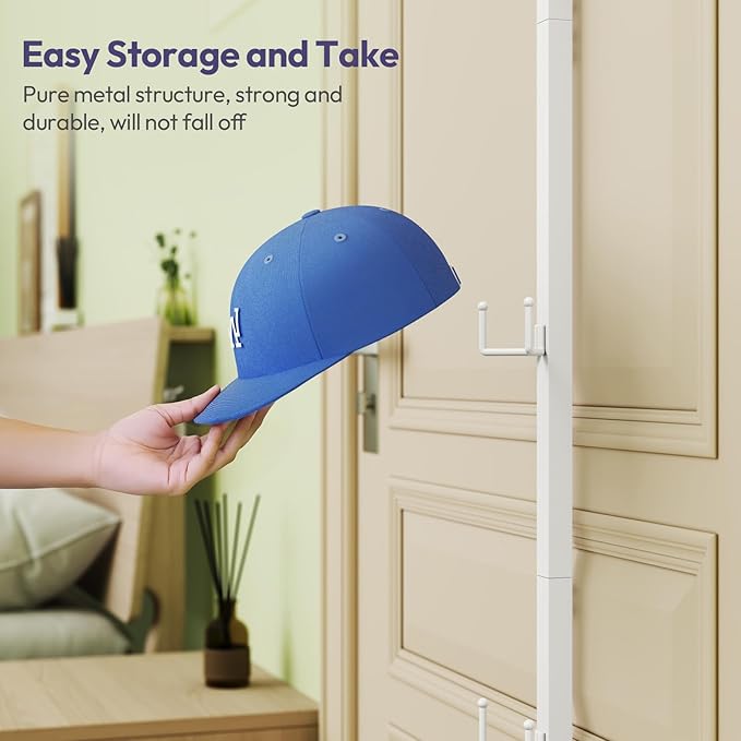 SWTYMIKI Over Door Hat Organizer - 2 Packs Metal Wall Mounted Hat Rack with 5-Tier Dual Hooks Design, Hanging Baseball Cap Or