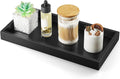 ALELION 13" Bathroom Vanity Tray for Counter - Black Wood Tray for Toilet Tank Makeup Perfume Jewelry Catchall Coffee Table -