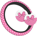 Cute Pink White Polka Dot Steering Wheel Cover for Women, Universal Fit 14-15 inch,Automotive Interior Accessories Decorative