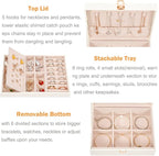 Voova Jewelry Box Organizer for Women Girls, 2 Layer Large Men Jewelry Storage Case, PU Leather Display Jewellery Holder with