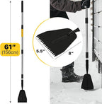 Ice Scraper for Driveway, Saw-Tooth Ice Chopper for Driveway, Heavy Duty Jagged Scraper with 61 Inch Long Handle, All Steel Thick Blade Snow Breaking Ice Remover Tool for Sidewalk, Walkway, Roads