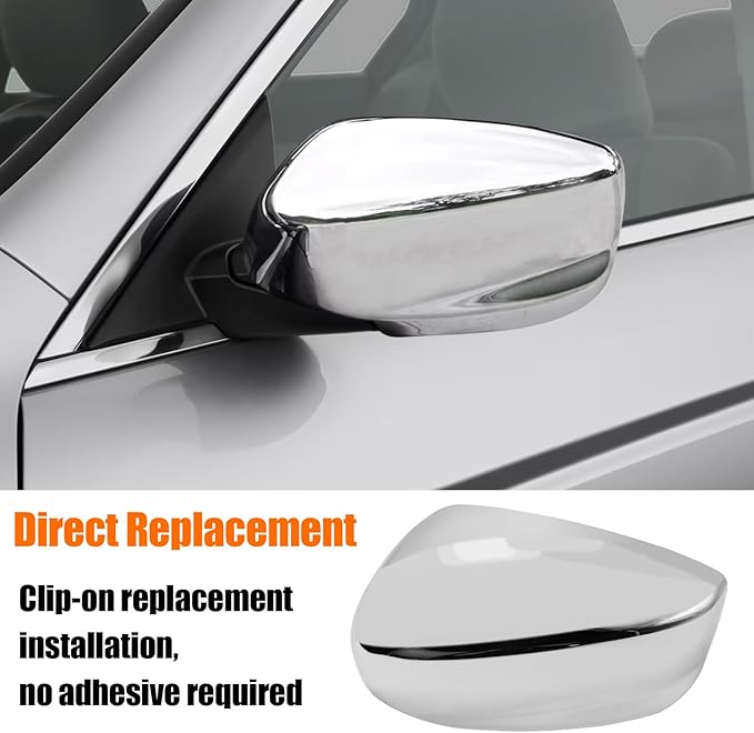 Yumzeco Compatible with Honda Accord Side Mirror Cover Trim 8th Gen 2008 2009 2010 2011 2012, Chrome Door Rearview Mirror Caps Replacement for Honda Accord W/O Light Hole - Left Driver Side