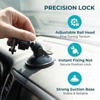Universal Car Dash Cam Mount - Vacuum Suction Cup Holder with 4 Interchangeable Heads for GPS Navigation and Dashboard Recorder(Four Claws Heads)