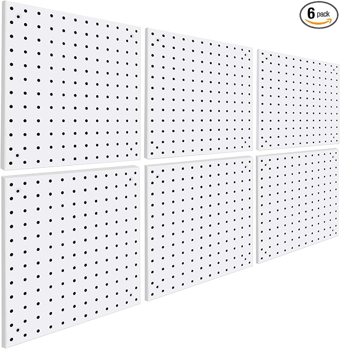6 Pack Steel Peg Board,Universal 1/8 and 1/4 Pegboard Accessories,Ideal for Garage Tool Storage, Office Organization, Craft R