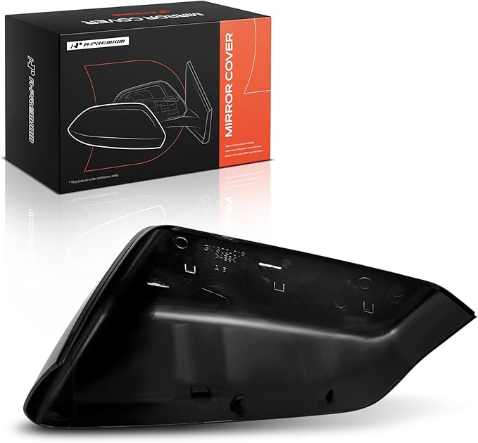 A-Premium Passenger Side Rearview Mirror Cover Cap - Compatible with Chevy Chevrolet Equinox & GMC Terrain, 2018 2019 2020 2021 2022 2023 2024 - Smooth Black