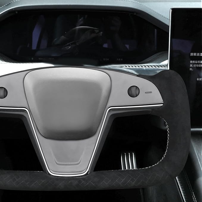 MEWANT Hand Stitched Tesla Model S Yoke Steering Wheel Cover Wrap for Tesla Model S 2021-2023 / Model X 2021-2023 Tesla Yoke Steering Wheel Accessories