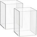 Mototo 2 Pieces Clear Acrylic Pen Holder & Pencil Cup Clear Makeup Bush Holder Acrylic Desktop Stationery Organizer for Offic