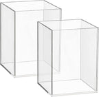 Mototo 2 Pieces Clear Acrylic Pen Holder & Pencil Cup Clear Makeup Bush Holder Acrylic Desktop Stationery Organizer for Offic