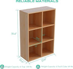 OSCHF 6-Cube Storage Shelf Bookcase - Wooden 3-Tier Floor Standing Open Bookshelf for Home and Office, Display Cabinet, Oak