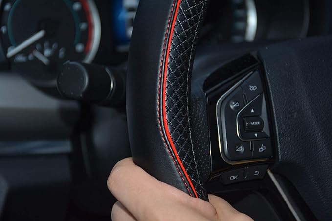 Microfiber Leather Car Steering Wheel Cover, Soft Padding, Durable, No Smell, Universal 15 Inch Steering Cover, Anti-Slip Emb