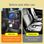 1 Pack Backseat Car Organizer, Large Capacity with Adjustable Foldable Table Tray, Waterproof PU Leather Back Seat Storage with Touch Screen Tablet Holder, Car Travel Essentials, Obsidian Black