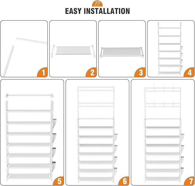 Shoe Rack 7 Tier Shoe Organizer Storage 21-28 Pairs Closet Shoes Rack for Front Door Entrance Shoe Rack Organizer with Hooks 
