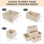 Criusia Drawer Organizer Clothes, 8 Pack Underwear Drawer Organizer, Foldable Cloth Storage Box Closet Organizers and Storage