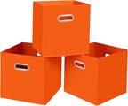 Black Fabric Cubby Storage Bins,13x13x13 Inches ,Cube Organizer Bin Foldable Storage Boxes with Dual Handles Fabric Organizer