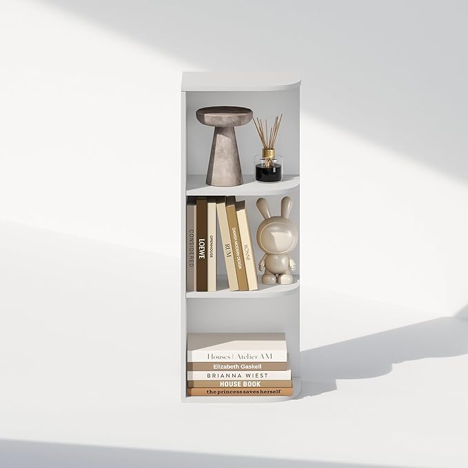 Furinno Reed Corner Shelf, 3-Tier Corner Bookshelf, Book Shelf, Corner Shelves, Storage Rack, for Organization and Storage, H