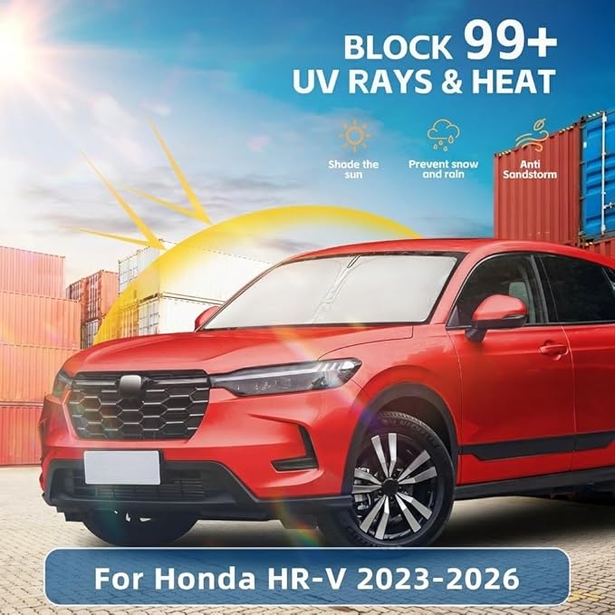 Windshield Sun Shade for Honda HR-V 2023 2024 2025 2026 Front Window Shade Custom Fit HRV Accessories Sun Visor Foldable Shade Blocks UV Rays Summer Must Have Car Accessories