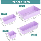 WOWBOX 25 PCS Plastic Drawer Organizer Set, 4 Sizes Desk Drawer Divider Organizers and Storage Bins for Makeup, Jewelry, Gadg