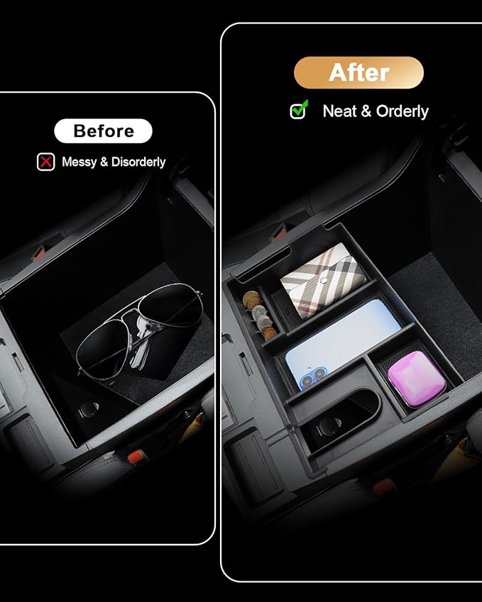 Center Console Organizer For 2007-2021 Toyota Tundra/2008-2020 Sequoia - Half Size Console Armrest Organizer Tray For Tundra 2007-2021/Sequoia 2008-2020 Accessories - Full Console w/Bucket Seats ONLY