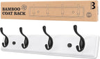 Badiano Wooden Coat Rack, Wall-Mounted Organizer for Closet, Entryway, Hallway, Foyer, Bedroom, Heavy Duty Double Hooks for H