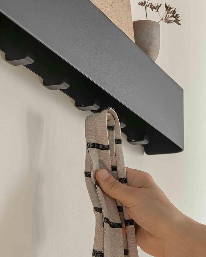 Kazai.® Coat Rack Wall Mount with Shelf 'Tone' | Modern Design Coat Hanger with Hidden Hooks and Storage | Hat Rack with Shel