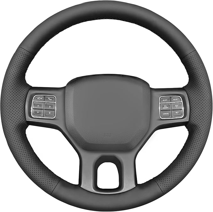 MEWANT Steering Wheel Covers for Dodge RAM 1500/1500 Classic / 2500/3500 / 5500 Hand-Stitched Genuine Leather ram Steering Wheel Wrap