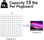 8Pcs Pegboard Wall Organizer Panels, White Pegboard Wall Mount for Craft Room, Garage, Kitchen, Living Room, Bathroom, and St