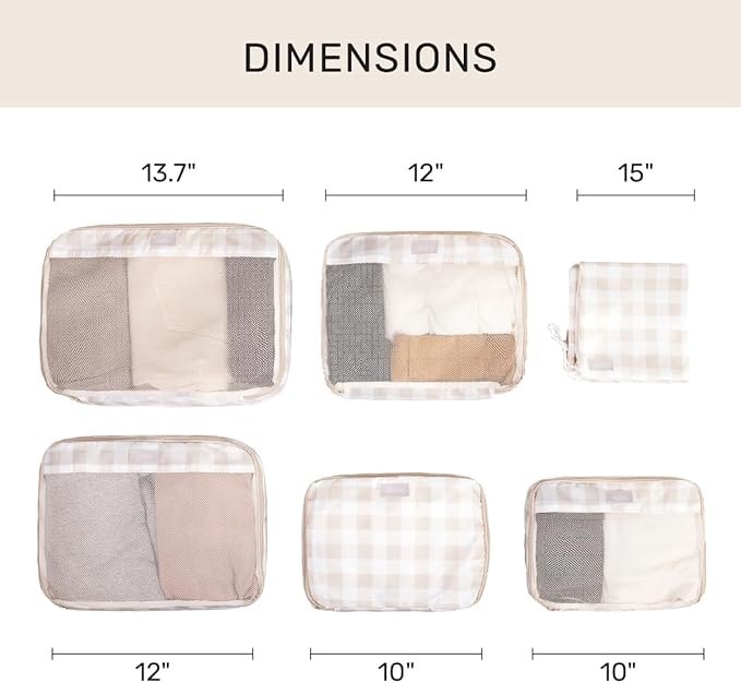 Jadyn Packing Cubes for Travel, 6-Piece Large Packing Cube Organizer Set for Suitcase, Duffel Bag, Luggage, Multiple Sizes Tr