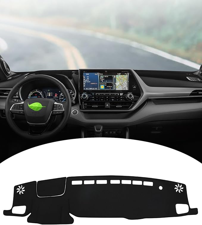 FIILINES Dash Cover Fit for Toyota Highlander 2020-2025 (Fit with or Without Display) Dashboard Mat Cover Sunshade Nonslip Me
