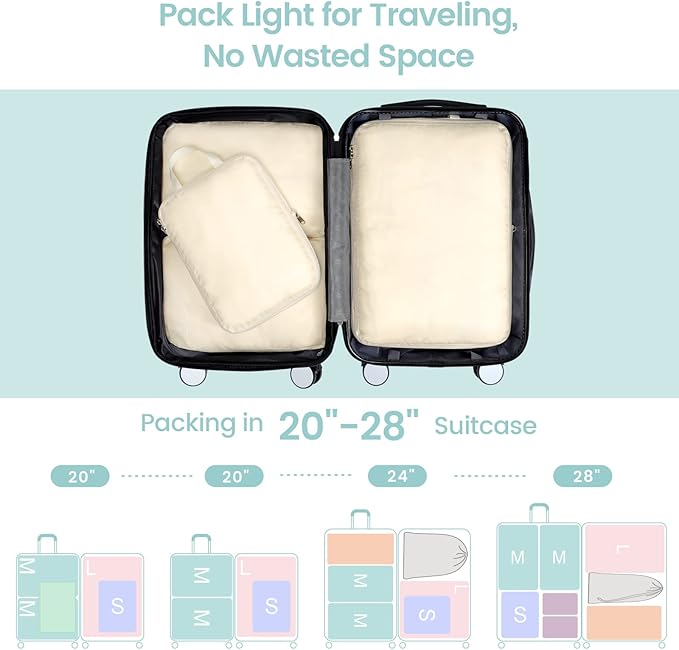 Cambond Compression Packing Cubes for Travel - Lightweight Expandable Travel Bags Luggage Organizers Travel Essentials Compre