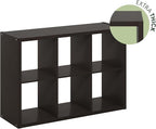 Furinno Cubicle Book Shelf, 6-Cube Bookshelf, Extra Thick Frame Horizontally & Vertically Reversible Bookcase with Open Back,