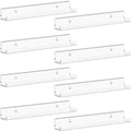 Lifewit Narrow Floating Shelves for Vinyl Record 8 Pack, 12" Clear Wall Shelves for Nail Polish/Book/Picture/Makeup, Acrylic 