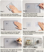 Pegboard Organizer Set for Wall, No-Drill Self-Adhesive Pegboard with Shelf, Storage Box and Hooks, Bathroom Kitchen Wall Org