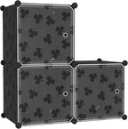 C&AHOME Cube Storage Organizer with Doors, 3-Cube Shelves, DIY Plastic Modular Bookshelf, Closet Clothes Storage Shelving Ide