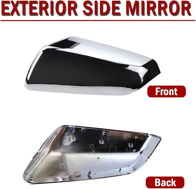 Left Driver Side Exterior Mirror Cap Cover Rearview Mirror Cover Trim Fit for 2018 2019 2020 2021 2022 2023 Chevrolet Equinox & GMC Terrain Replace 23406417 (Chrome)