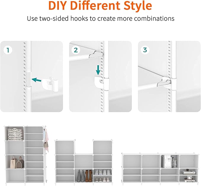 AWTATOS 6 Cube Closet Organizer Storage Shelves Portable Clothes Organizers and Storage Stackable Cubby Shelving for Closet B