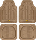 Cat® ToughRide™ Heavy-Duty 3 Piece Rubber All Season Floor Mats for Car Truck Van SUV, Black - Premium Trim to Fit Cars Floor Mat, All Weather Deep Dish Automotive Floor Mats, Total Dirt Protection