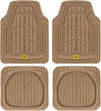 Cat® ToughRide™ Heavy-Duty 3 Piece Rubber All Season Floor Mats for Car Truck Van SUV, Black - Premium Trim to Fit Cars Floor Mat, All Weather Deep Dish Automotive Floor Mats, Total Dirt Protection