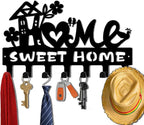 Key Holder Wall Mount, Home Sweet Home Sign, Key Holder Wall for Wall Decorative with 6 Hooks, Organizer Rack Hanger for Entr