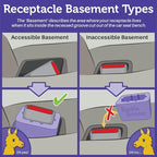 4-Pack Seat Belt Receptacle Stabilizer - Buckle Booster for Back Row Receptacles - Raises Your Seat Belt for Vertical Access 